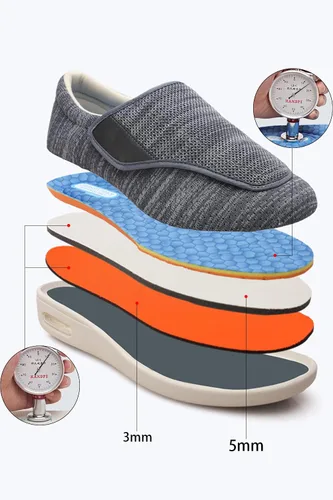 Vista 2 de Zapatos para diabéticos para mujer, zapatos casuales ajustables para caminar, zapatos anchos para ancianos, pies hinchados, antideslizantes, cojín
