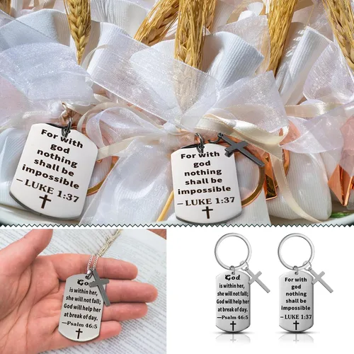 Vista 4 de 36 llaveros cristianos de acero inoxidable con versículos de la Biblia, llavero inspirador de fe religiosa, llavero cristiano religioso para hombres