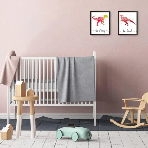 Vista 7 de Zonon 9 piezas de 8 x 10 pulgadas dinosaurio decoración de habitación de niño dinosaurio acuarela póster arte de pared palabras motivacionales citas