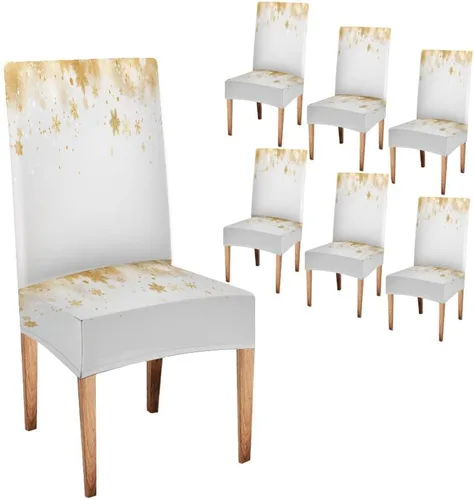 Vista 119 de CAPSCEOLL Christmas Dining Chair Covers,Snowflakes Festive Winter Pattern Stretch Chair Covers for Dining Room Set of 2 Washable Spandex Parson