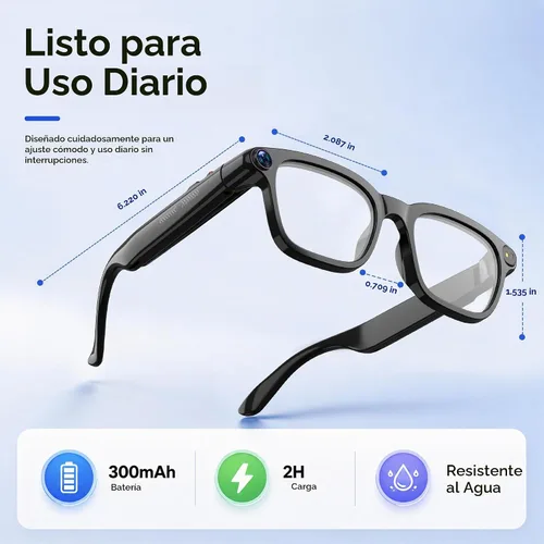 Vista 6 de Gafas inteligentes AI con cámara, 8MP, asistente GPT, traducción en tiempo