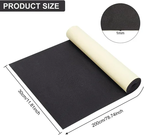 Vista 2 de BENECREAT Rollo de espuma EVA autoadhesivo de 0.039 in de grosor, 78.7 x 11.8 pulgadas, hoja acolchada de espuma negra para proteger muebles