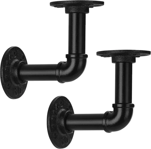 Vista 7 de Soporte de estante de tubo de 1/2 pulgada, soporte de estante flotante montado en la pared, soporte de metal colgante de pared punk de vapor