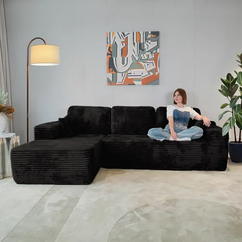 Vista 11 de Sofá modular sin hueso de 105 pulgadas, sofá modular en forma de L, sin marco, modular en forma de L, sin montaje, para sala de estar/dormitorio