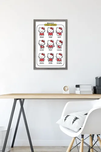 Vista 6 de Trends International Hello Kitty: Basic - Póster de pared de felicidad actual, 22.4 pulgadas de largo x 14.7 pulgadas, versión enmarcada en madera