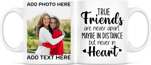 Vista 18 de Taza de café con texto en inglés "Because Of You I Laugh", regalo para mujeres, mejores amigas, mejores amigas, tazas personalizadas de amistad