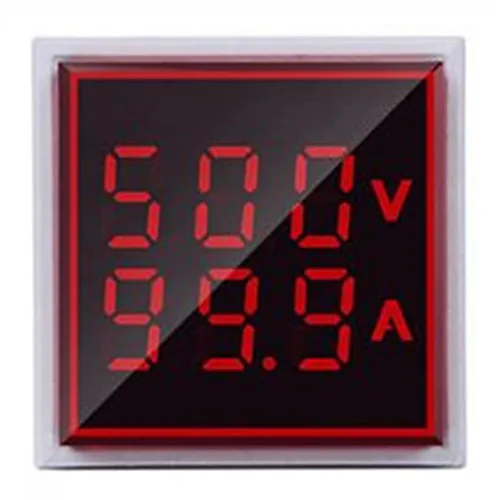 Vista 9 de Indicador de corriente y voltaje de CA con pantalla de dos dígitos, monitor de instrumentos de medición multifunción LED de cabeza cuadrada de 0.866