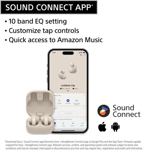 Vista 8 de Sony LinkBuds Clip Open-Ear Auriculares verdaderamente inalámbricos, ajuste cómodo y seguro, diseño ligero de clip, controles táctiles, conciencia