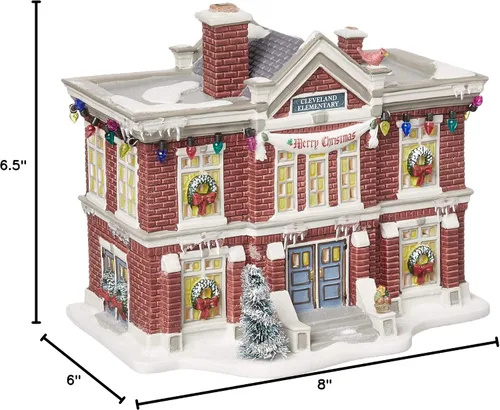 Vista 7 de Department 56 Pueblo de Historia de Navidad Escuela Primaria Cleveland