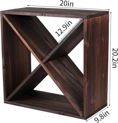 Vista 5 de Estante para vino de madera apilable de almacenamiento rústico estilo retro cubo de 24 botellas de madera para vino (marrón oscuro)