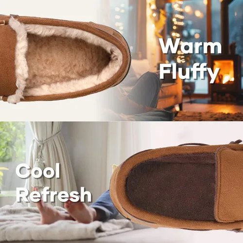 Vista 2 de Zigzagger - Pantuflas estilo mocasín de microgamuza y espuma viscoelástica, para hombre
