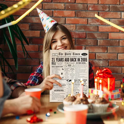 Vista 4 de Ziwenhu Tarjeta de regalo de feliz cumpleaños 21 para hombres y mujeres, divertidas decoraciones de fiesta de cumpleaños 21 para ella y él, el mejor