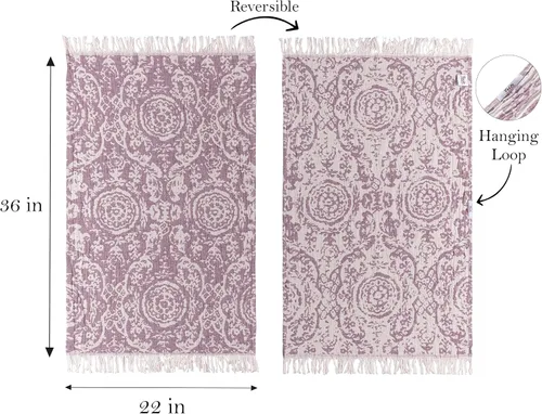 Vista 5 de Fe&Ze Juego de 2 toallas de mano turcas con lazo para colgar, 22 x 36 pulgadas, 100% algodón, toallas decorativas color morado lavanda para baño