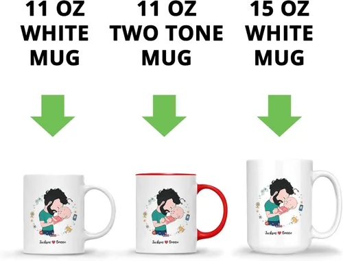 Vista 5 de Gossby Taza de café personalizada para el primer día del padre, Leveled Up to Daddy - Regalo personalizado para nuevo papá, regalo para papá por