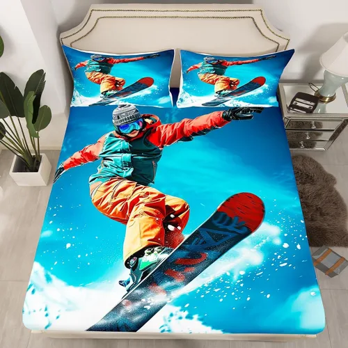 Vista 19 de Erosebridal Sábana bajera ajustable de béisbol tamaño individual, juego de cama de juegos deportivos para niños, niñas, adolescentes y adultos