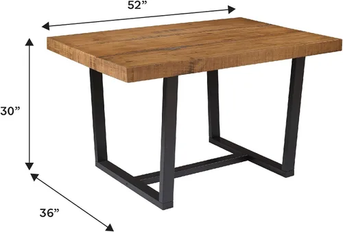 Vista 3 de Walker Edison mesa de comedor rectangular para 6 personas, de madera desgastada, de estilo moderno y campestre, 52 pulgadas, roble rústico