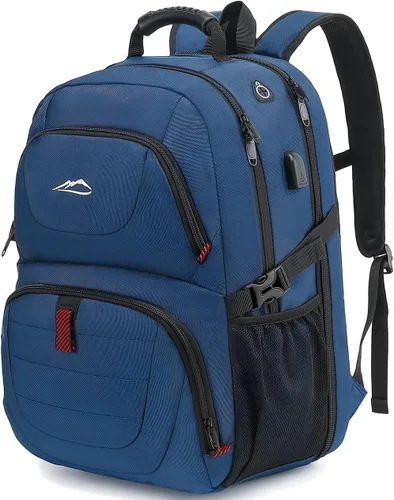 Vista 8 de ProEtrade Mochila de viaje extra grande para portátil, antirrobo, para escuela y negocios, con puerto de carga USB, para portátil de 17 pulgadas