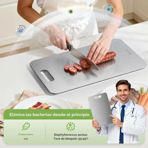 Vista 4 de Juego de 3 tablas de cortar de titanio, tablas de cortar de titanio para cocina, adecuadas para tiendas, restaurantes. Tabla de cortar de titanio