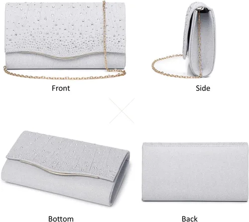 Vista 2 de Bolsos de noche para mujer, con lentejuelas y purpurina para mujer, bolso de mano brillante, bolso formal para boda, fiesta, baile de graduación