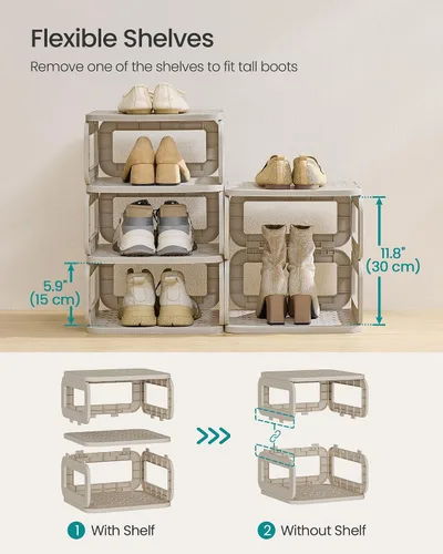 Vista 2 de SONGMICS - Estante para zapatos, organizador de zapatos, 6 estantes, almacenamiento de zapatos, estante estrecho para entrada, estante abierto