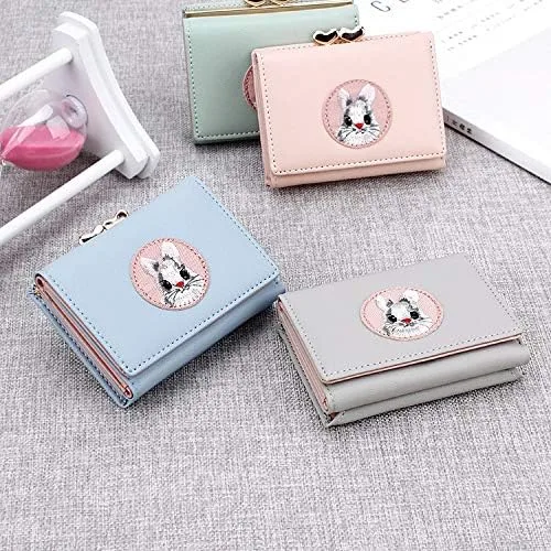 Vista 5 de JIUFENG Billetera corta para mujer multiusos bordada tarjetero monedero monedero