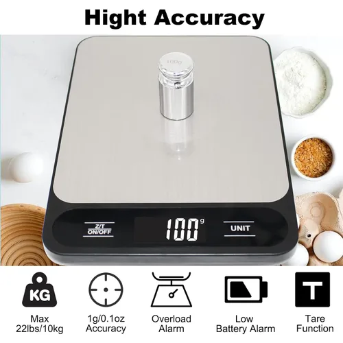 Vista 2 de Báscula de cocina de alimentos, 22.0 lbs y 22 libras digitales gramos y onzas para perder