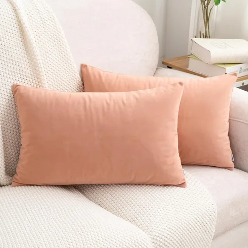Vista 50 de HWY 50 fundas de almohada decorativas de terciopelo sólido para sofá, sala de estar. Ambar