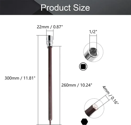 Vista 78 de Utoolmart 1/2" Drive x 0.551 in largo Hex Bit Socket, métrico, S2 y Cr-V acero 1pcs