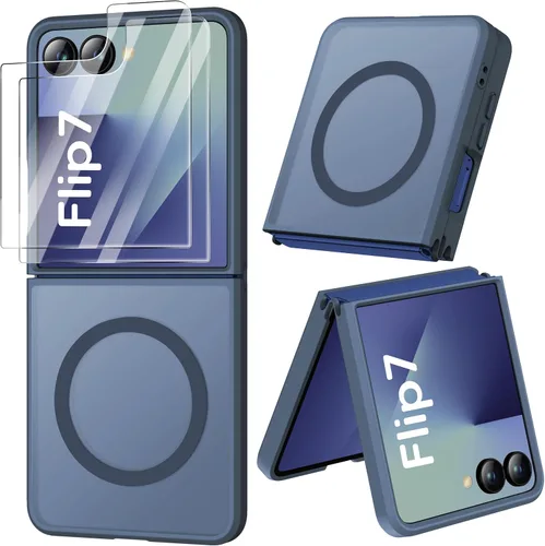Vista 10 de ORETECH Magnético para Samsung Galaxy Z Flip 6 con 2 protectores de Negro