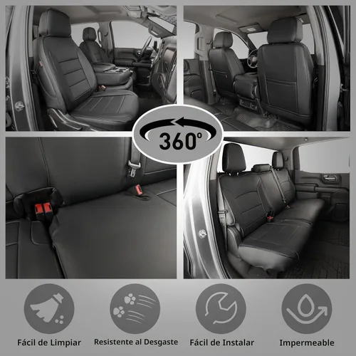 Vista 7 de EKR Fundas para Asientos Silverado de Ajuste Personalizado para (Cabina Doble) 2014 2015 2016 2017 2018 Chevrolet Silverado 1500 & HD 2500/3500
