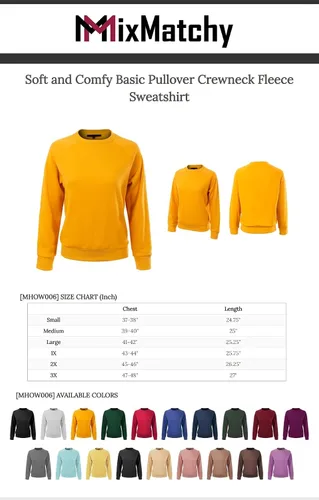 Vista 4 de MixMatchy Sudadera básica suave y cómoda de forro polar con cuello redondo para mujer