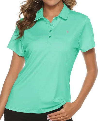 Vista 29 de TBMPOY Camisetas polo de golf de manga corta para mujer, ligeras, con absorción de humedad, con cuello, T-shirt de secado rápido de 4 botones