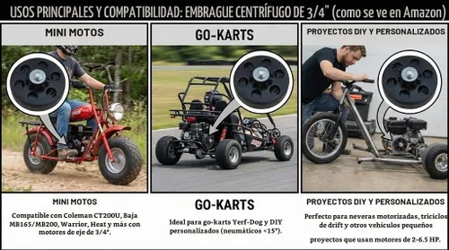 Vista 8 de FDJ Embrague Centrífugo 3/4 10 Dientes 212cc Motor Depredador Go Kart Embrague con Kit de Tornillo y Arandela