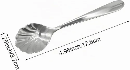 Vista 3 de 2 cucharas para remover con forma de concha 18/10 (304) cucharas de azúcar de acero inoxidable vintage de 4.96 pulgadas para café, té de la tarde