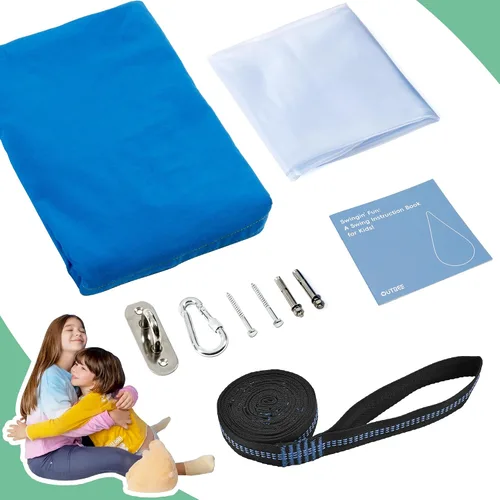 Vista 5 de Hamaca tipo cápsula OUTREE 100% de algodón para niños. Para uso interior y exterior, Azul