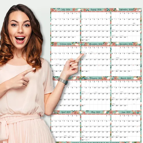 Vista 2 de Calendario 2026-2027 – Calendario anual de pared 2026-2027, julio 2026 - junio 2027, 22.4 x 34.6, calendarios de pared plegados de papel, calendario