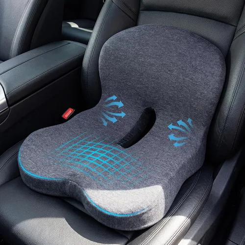 Vista 9 de Cojín de espuma viscoelástica para asiento de automóvil, cojín ergonómico para asiento de conductor para ciática y dolor de coxis, almohadilla