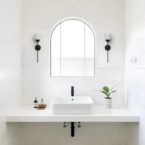 Vista 2 de Pathson Modern Wall Sconce Light with Milk White Glass, Hardwired Bathroom Wall Vanity Lamp, Mid-Century Rustic Decor for Living Room Bedroom