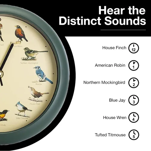 Vista 5 de Mark Feldstein, The Original Singing Bird Clock, 8 pulgadas, verde