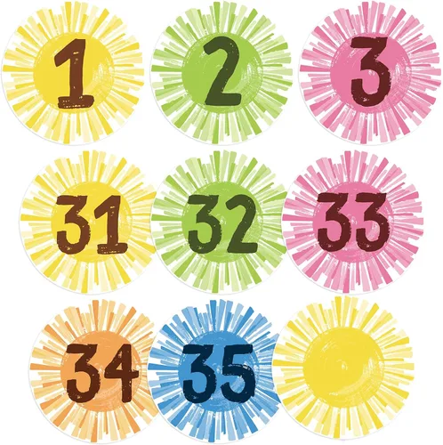 Vista 8 de Lincia 40 recortes numéricos de 1 a 35 recortes para tablón de anuncios y 5 tarjetas en blanco, números de calendario para el aula con 8 hojas