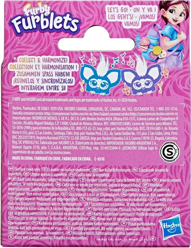 Vista 4 de Furby Furblets Groo-Vee Amigo Mini, más de 45 sonidos y música, habla solo Furbish, juguetes de peluche electrónicos, morado, regalos