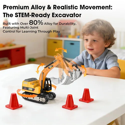 Vista 3 de mini RC Excavator Toy 1:64 Vehículo de construcción de aleación de control remoto
