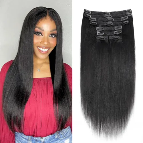 Vista 34 de Extensiones de cabello humano real rizado con clip, 4/27/4, ombré, rizado con clip, para mujer, 3C y 4A (12 pulgadas, #4/27/4)