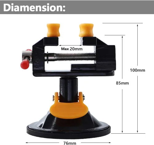 Vista 4 de Yakamoz Mini abrazadera universal de tornillo de succión de 360 grados, prensa de tornillo de banco de mesa con base de succión para bricolaje