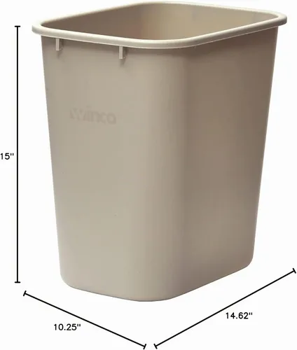 Vista 5 de Winco Cesta de basura de plástico beige de 14 5/8" para el hogar y la oficina