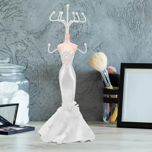 Vista 7 de KALLORY Soporte de exhibición de joyería de mano para maniquí femenino, soporte para vestido de boda, modelo de collar, estante de exhibición