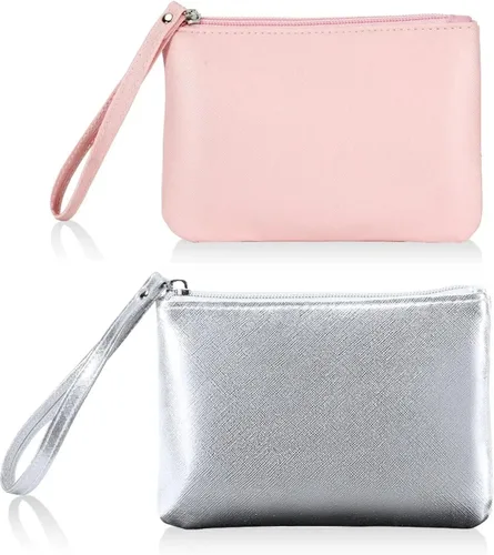 Vista 31 de Paquete de 2 pequeñas bolsas de maquillaje con cremallera para bolso, lápiz labial, organizador de maquillaje de viaje para mujeres, productos Negro