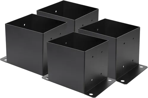 Vista 13 de Base de poste de 6 x 6 piezas, tamaño interior de 5.6 x 5.6 pulgadas, base de poste de cubierta de metal resistente con recubrimiento de polvo