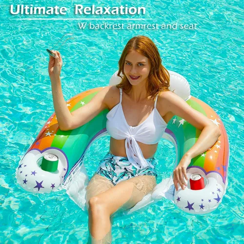 Vista 2 de Jasonwell Silla flotante inflable para piscina - Flotadores de piscina, silla flotante para piscina, flotadores de descanso para piscina, silla