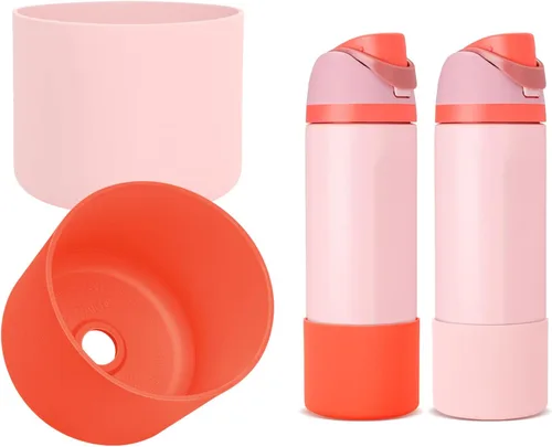 Vista 15 de 2 botas de silicona compatibles con Owala FreeSip de 24 onzas, funda protectora superior para botella de agua, reducción de ruido, cubierta inferior